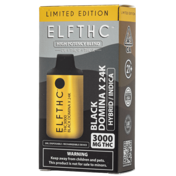 Black Domina-X 24K Flavour - ELF THC High Potency Blend Disposable 3G