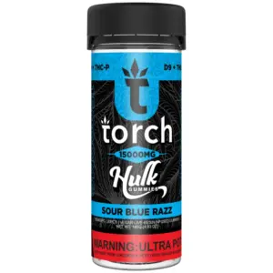 Sour Blue Razz flavor - Torch Hulk Gummies 15000mg
