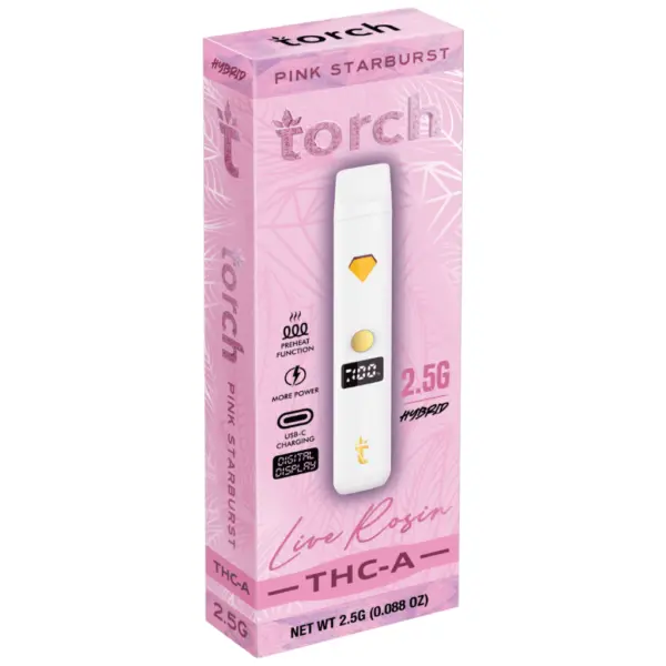 Pink Starburst Flavor - Torch Live Rosin THC-A Disposable 2.5G