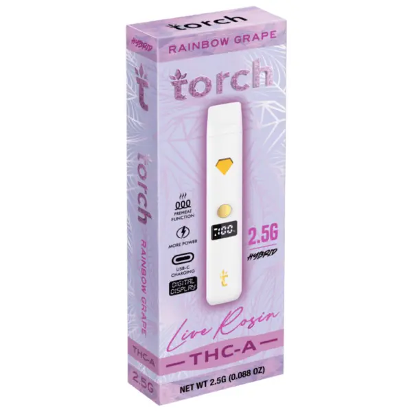 Rainbow Grape Flavor - Torch Live Rosin THC-A Disposable 2.5G