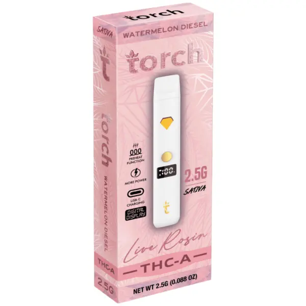 Watermelon Diesel Flavor - Torch Live Rosin THC-A Disposable 2.5G