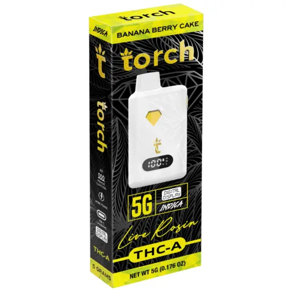 Banana Berry Cake Indica Flavors - Torch Live Rosin THC-A Disposable 5G