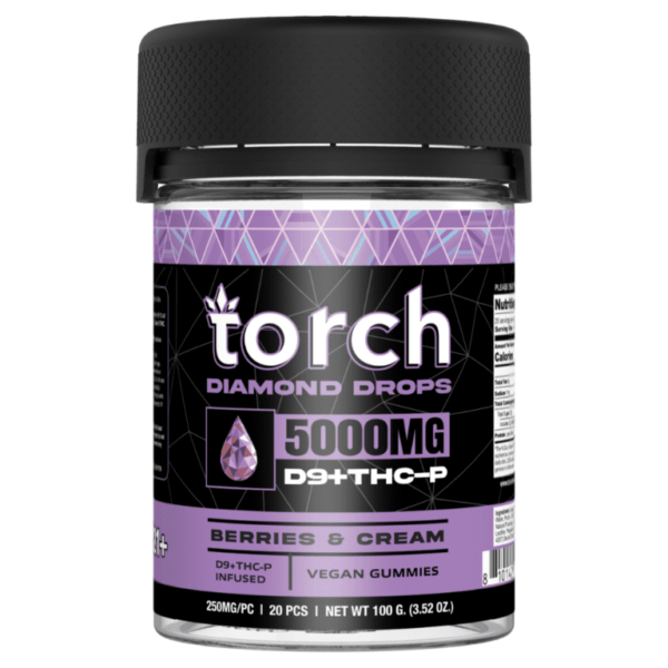 Berries and Cream Flavors - Torch THC-P Diamond Drops Gummies 5000mg