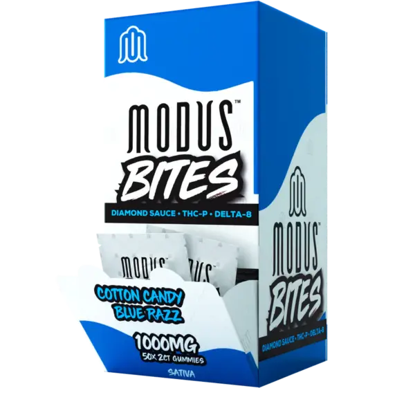 Cotton Candy Blue Razz Flavors - Modus Bites Diamond Sauce THC-P Gummies 1000mg