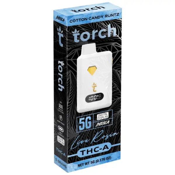 Cotton Candy Runtz Indica Flavors - Torch Live Rosin THC-A Disposable 5G