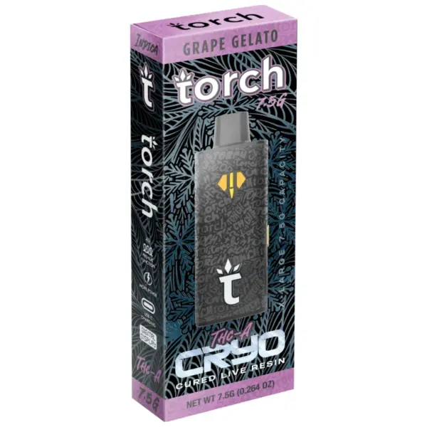 Grape Gelato Indica Flavors - Torch THC-A Cryo Live Resin Disposable 7.5G