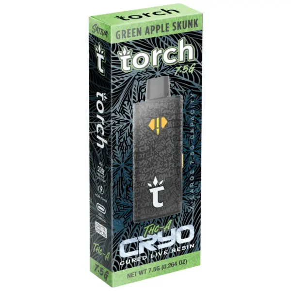 Green Apple Skunk Sativa Flavors - Torch THC-A Cryo Live Resin Disposable 7.5G