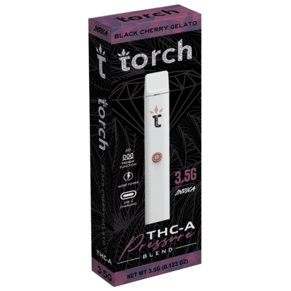 Black Cherry Gelato Sativa Flavors -Torch Pressure THC-A Disposable 3.5G