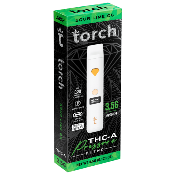 Sour Lime OG Indica Flavors -Torch Pressure THC-A Disposable 3.5G