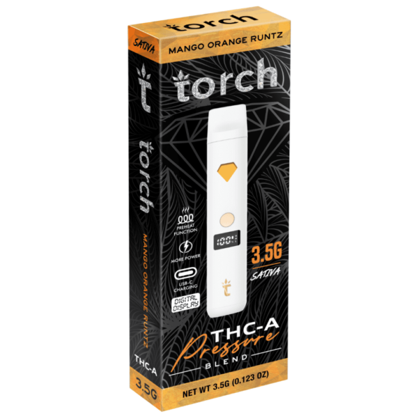 Mango Orange Runtz Sativa Flavors -Torch Pressure THC-A Disposable 3.5G