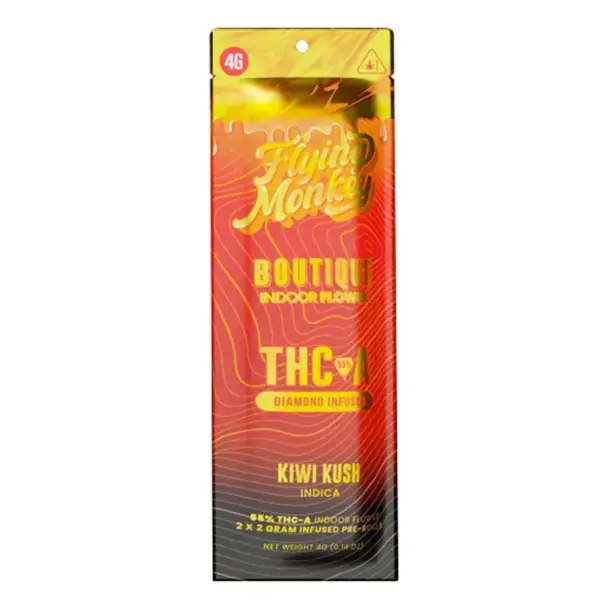 Kiwi Kush Flavors - Flying Monkey Diamond Infused THC-A Boutique Pre Rolls 4G