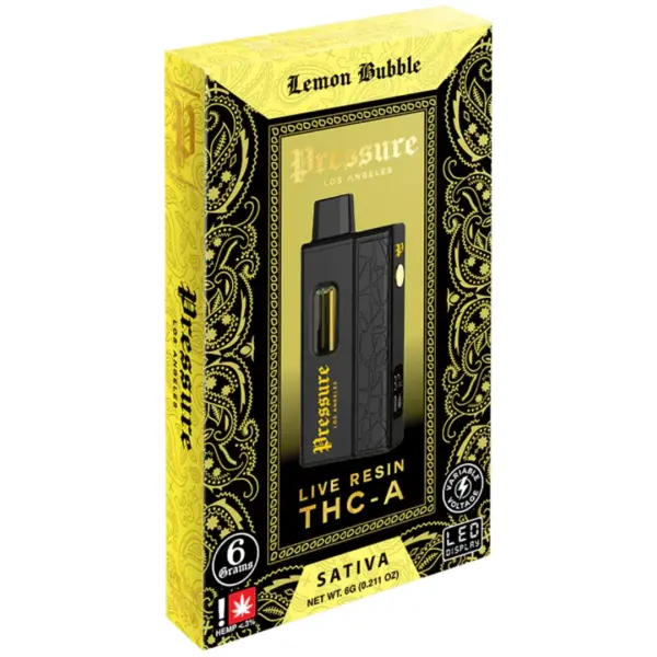 Lemon Bubble Sativa Flavors - Pressure Live Resin THC-A Disposable 6G