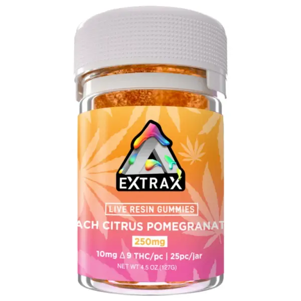 Peach Citrus Pomegranate Flavors - Delta Extrax Live Resin Delta 9 Gummies 250mg