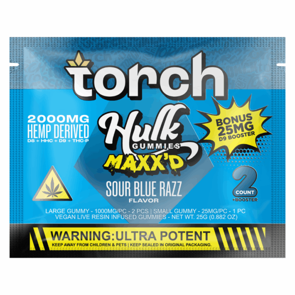Sour Blue Razz Flavors - Torch Hulk Maxx’d Gummies 2000mg | 2ct
