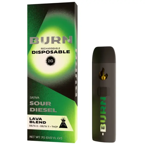 Sour Diesel Sativa Flavors - Burn Hemp Lava Blend Disposable 2G