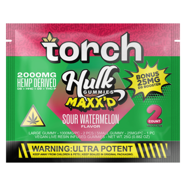 Sour Watermelon Flavors - Torch Hulk Maxx’d Gummies 2000mg | 2ct