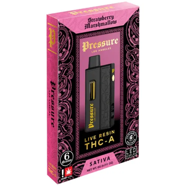 Strawberry Marshmellow Sativa Flavors - Pressure Live Resin THC-A Disposable 6G