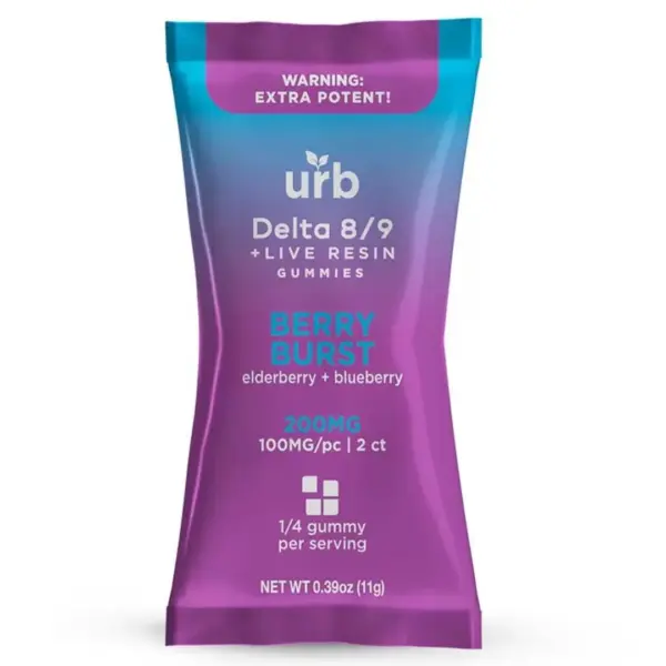 Berry Burst Flavor - URB Delta 8 Delta 9 Gummies 200mg | 2pk