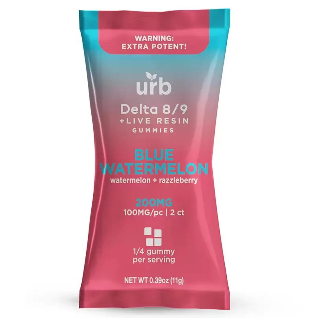 Blue Watermelon Flavor - URB Delta 8 Delta 9 Gummies 200mg | 2pk