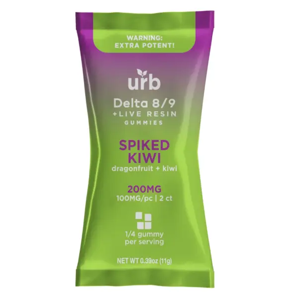 Spiked Kiwi Flavor - URB Delta 8 Delta 9 Gummies 200mg | 2pk