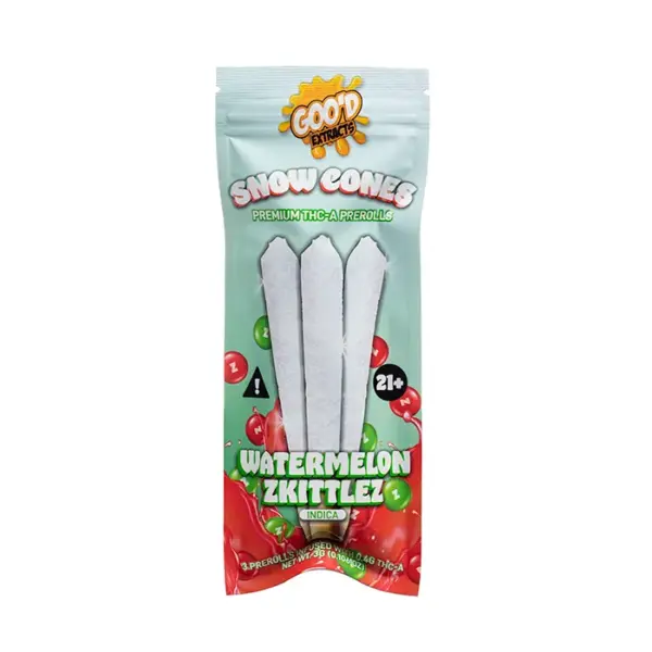 Watermelon Zkittlez Flavors - Goo’d Extracts Snow Cones THC-A Pre-Rolls | 3ct